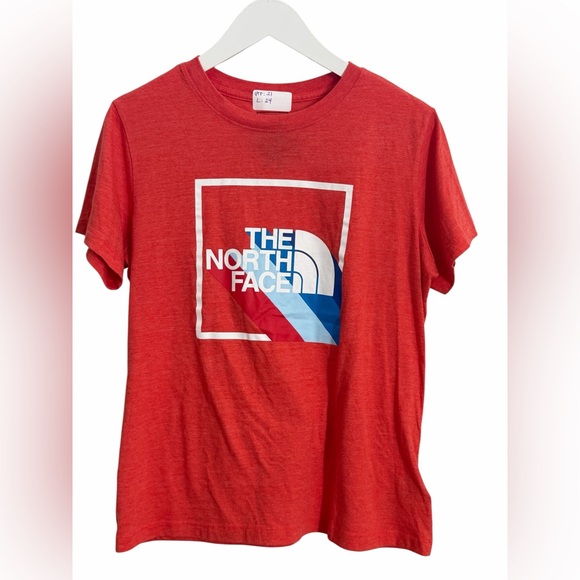 The North Face Tops - The North Face Red and Blue Logo T-Shirt